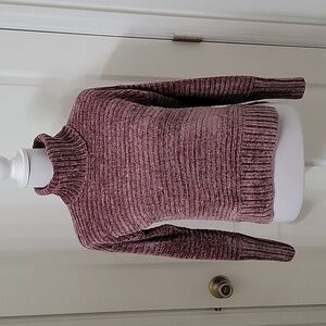 Pink Rose Size XS Mauve/ Dusty Rose Chenille Turtleneck Sweater, Exc. Used Cond.